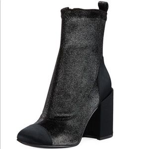 Marc Fisher Tache Block-Heel Zip Bootie BLK/SLV